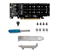 Cpolebev Tarjeta Vertical de Servidor PCIE X16 a M.2 M-Key NVMEx4 SSD 2U, Tarjeta Dividida de 4 Discos NVME PCI-EX16 de Doble Cara