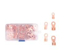 Cpolebev Terminales de anillo de cobre con anillo de cobre abierto Kit de surtido de conectores de alambre con cable OT 10A 20A 30A 40A 50A (Paquete de 70)