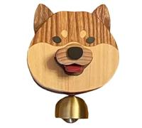 Cpolebev Timbre de Puerta de Madera con Carillón de Viento de Shiba Inu, Carillón de Viento Colgante, Timbre de Puerta de Productos de Madera, Timbre de Puerta de Shiba Inu