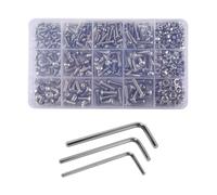 Cpolebev Tornillo y tuerca, Tornillo y tuerca de la maquina, 500 piezas M3 M5 Acero inoxidable Tornillo de cabeza hexagonal Cabeza hexagonal Tornillos con tuercas Kit de surtido + Llave inglesa