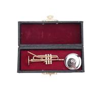 Cpolebev Trompeta en Miniatura de Cobre con Soporte y Estuche Mini Instrumento Musical Modelo de Réplica en Miniatura Mini Trompeta Adorno para el Hogar