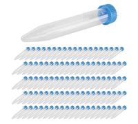 Cpolebev Tubos de CentríFuga CóNicos de 100 Piezas de 15 Ml con Tapas de Rosca, Contenedor de Prueba de Laboratorio Graduado y con Marcas de Escritura