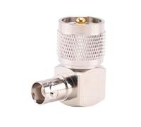 Cpolebev UHF PL259-259 Macho una BNC Hembra Conector de Adaptador de RF de áNgulo Recto, Plateado