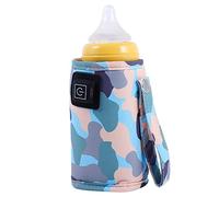 Cpolebev Universal USB Leche Calentador de Agua Cochecito de Viaje Bolsa Aislada Calentador de BiberóN PortáTil para BebéS Camuflaje-Azul
