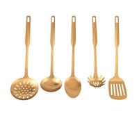 Cpolebev Utensilios de Cocina de Acero Inoxidable Juego de Paletas de Cocina de 5 Piezas, Juego de Utensilios de Cocina, Dorado