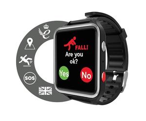 CPR Guardian III Reloj Localizador Personas Mayores - Localizador GPS Ancianos con Detector de Caidas, Boton Emergencia Ancianos y Llamadas de Telefono (Negro)