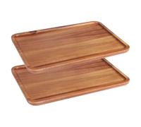 CPROSP 2 Piezas Bandeja Madera Rectangular 30 x 20 cm, Bandeja Pequeña, Bandejas Decorativas, Plato Madera para Cocina, Baño, Aperitivos, Cafeína, Pastel, Perfumes, Velas