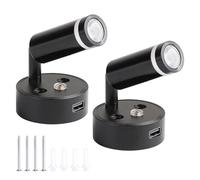 CPROSP 2 Piezas LED 12v Lampara Lectura Regulables, 2w Reading Wall Lampcon USB, Camping Lampara, para Interior de Autocaravana, Interruptor Ajustable