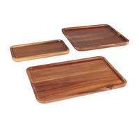 CPROSP 3 Piezas Bandeja Madera Rectangular 10 x 20 cm, 20 x 20 cm, 30 x 20 cm, Bandeja Pequeña, Bandejas Decorativas, Plato para Cocina, Baño, Cafeína, Pastel, Perfumes, Velas