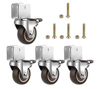 CPROSP 4 Redas para Cuna Ruedas con Freno en U φ50mm, Ruedas para Cuna de Bebe, Soporte Hasta 75KG, Ruedas Giratorias Silencio, Apto para Muebles, Soportes de Flores, Cunas, 20MM Apertura de la Placa