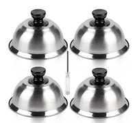 CPROSP 4X Campanas para Hamburguesas de Acero Inoxidable 16 * 9 cm, Tapa para Hamburguesas con 1 Mini Destornillador