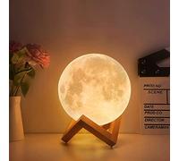 CPROSP Lámpara de luna LED 3D 20cm 16 Colores RGB Regulable LED Lunar Luz Control Remoto y Táctil Recargable USB con Adaptader de Corriente Lámpara Nocturna Decorativa para Dormitorio Fiesta Regalo