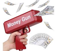 CPROSP Pistola de Dinero con 100 Unids Prop Dinero, Money Gun, Pistola de Juguete para Rociar Dinero, para Juegos Bodas Películas y Fiestas, Rojo