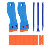 CPROSP Raspador de Plástico con 100 Cuchillas - Doble Cara con 3 Hojas Estrechas, Para Pegamento Sin Rayar, Espátula de Cocina