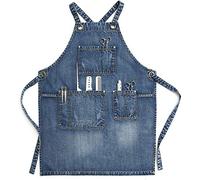 CPTD elantal vaquero unisex, delantal azul vaquero para estilistas, artesanos, baristas, barbacoas, con prácticos bolsillos para hombre y mujer, azul, L