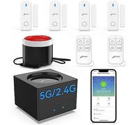 CPVAN Alarmas para Casa, 2,4 GHz y 5 GHz WiFi Alarma Sistema Antirrobo Inalámbrico y Sirena, Kits de Seguridad con App, Trabajo para el Hogar, Apartamento, Garaje(Tuya/Smartlife)