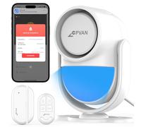 CPVAN Alarmas para Casa, 2.4GHz WiFi PIR Sensor de Movimiento de Alarma, Sistema Antirrobo Inalámbrico Puerta/Ventana para la Seguridad del Hogar con el Teléfono App de Alerta (Blanco 1+1+1)