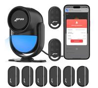 CPVAN Alarmas para Casa, 2.4GHz WiFi PIR Sensor de Movimiento de Alarma, Sistema Antirrobo Inalámbrico Puerta/Ventana para la Seguridad del Hogar con el Teléfono App de Alerta (Negro 1+2+6