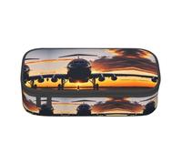 CPyuqw Airplane Sunsets Sky Print - Estuche multiusos para bolígrafos, suministros escolares, papelería, maquillaje y uso en la oficina, Avión al atardecer, Talla única, Mochila escolar