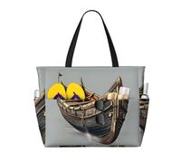 CPyuqw Bolsa de viaje de playa de gran capacidad con estampado de flores y pájaros, bolsa plegable con cremallera para vacaciones familiares, cruceros y camping, Barcos vikingos antiguos, Talla única