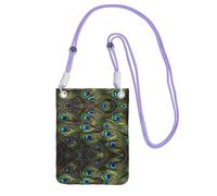 CPyuqw Bolso cruzado negro para mujer, bolso universal con estampado de pavo real fresco, ligero para actividades al aire libre, Purple, Talla única