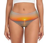 CPyuqw Calzoncillos para mujer, suaves, elásticos, con estampado de delfines al atardecer, con cintura elástica, cómodos para uso diario, Negro, L