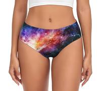 CPyuqw Calzoncillos para mujer, suaves, elásticos, con estampado de galaxia en el universo, ropa interior de bikini con cintura elástica, cómodos de llevar todos los días, Negro, L