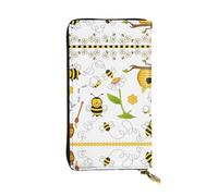 CPyuqw Cartera de cuero brillante y hermosa con impresión artística colorida para mujeres y hombres, bolso de mano con tarjetero, bolsillo para monedas y compartimento para chequera, Flying Bees Daisy