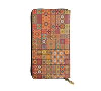 CPyuqw Cartera de cuero con estampado de juegos de gimnasia para mujeres y hombres, bolso de mano con tarjetero, bolsillo para monedas y compartimento para chequera, Grupo de geométricos marroquíes