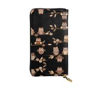 CPyuqw Cartera de piel con estampado de aguacate para mujeres y hombres, bolso de mano con tarjetero, bolsillo para monedas y compartimento para chequera, Lindos búhos de dibujos animados marrones