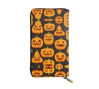 CPyuqw Cartera de piel con estampado de calabaza de Halloween para mujeres y hombres, bolso de mano con tarjetero, bolsillo para monedas y compartimento para chequera, Patrones de calabaza de