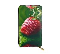 CPyuqw Cartera de piel con estampado de elefante para mujeres y hombres, bolso de mano con tarjetero, bolsillo para monedas y compartimento para chequera, fresa, Talla única