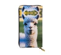 CPyuqw Cartera de piel con estampado de mariposas voladoras entre flores para mujeres y hombres, bolso de mano con tarjetero, bolsillo para monedas y compartimento para chequera, Bonita llama., Talla
