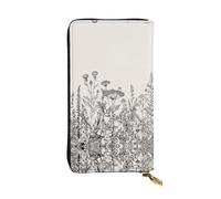 CPyuqw Cartera de piel con estampado de mariposas voladoras entre flores para mujeres y hombres, bolso de mano con tarjetero, bolsillo para monedas y compartimento para chequera, Grabado botánico de