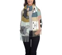 CPyuqw Elegante bufanda con borlas con estampado floral de girasoles, chal de moda para otoño e invierno para mujer, ligero, cálido, Bulldog francés, Talla única