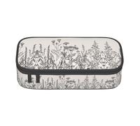 CPyuqw Estuche con estampado de bandera de Hawái, organizador de bolígrafos multiusos, suministros escolares, papelería, maquillaje y uso en la oficina, Grabado botánico de hierbas florales, Talla
