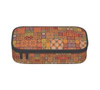 CPyuqw Estuche para lápices con estampado de bandera estadounidense, organizador de bolígrafos, suministros escolares, papelería, maquillaje y uso en la oficina, Grupo de geométricos marroquíes, Talla