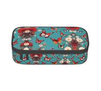 CPyuqw Estuche para lápices con estampado de calavera de azúcar, organizador de bolígrafos, suministros escolares, papelería, maquillaje y uso de oficina, Mariposas voladoras entre flores, Talla única