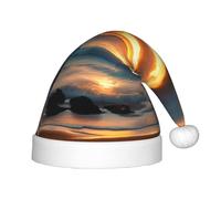 CPyuqw Festive Beach Maui Hawaii Sunset Sea Waves Nubes Print Santa Hat for Kids - Warm Holiday Headwear for Winter Party, Christmas & New Year Celebrations