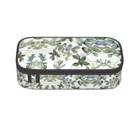 CPyuqw Introducción de varios estuches con estampado de verduras: organizador de bolígrafos multiusos, suministros escolares, papelería, maquillaje y uso de oficina, Hojas de eucalipto verde, Talla