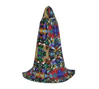 CPyuqw L Capa con capucha de Halloween - Bata unisex dibujada a mano con estampado de mariposas para cosplay para Víspera de Todos los Santos, fiesta, carnaval