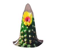 CPyuqw S Capa con capucha de Halloween - Bata unisex con estampado de cactus florecientes para cosplay de Víspera de Todos los Santos, fiesta, carnaval