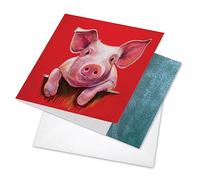 CQ6218COCB - Tarjeta de felicitación con diseño de cerdito de animales, lista para mis animales cerrados con un animal que se cierra y personalizada, con sobre (tamaño: 10,16 cm x 15,24 cm)