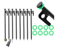 CQAHDSEVF Piquetas para Acampar, Estacas de Acero for Tienda de campaña, 20-40 cm, Negras, Paquete de 4(Black40cm-01)