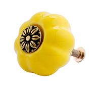 CQAHDSEVF Pomos de cerámica con forma de calabaza, Perilla de gabinete de cerámica con un solo orificio, calabaza, con tornillos, 23,5x31,5 mm, multicolor(Color C)