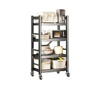 CQCCQ Estante de Almacenamiento Plegable, gabinete de Piso de múltiples Capas de instalación Gratuita, Estante for Horno microondas con Ruedas, for Sala de Estar y baño(45x41x126cm)