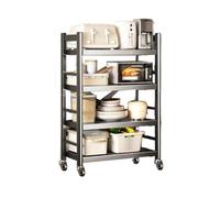 CQCCQ Estante de Almacenamiento Plegable, gabinete de Piso de múltiples Capas de instalación Gratuita, Estante for Horno microondas con Ruedas, for Sala de Estar y baño(50x41x126cm)