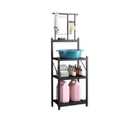 CQCCQ Estante de Almacenamiento Plegable sin instalación, Estante de Metal for Horno microondas y ollas, Adecuado for Sala de Estar y baño(Black)