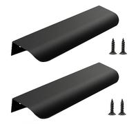 CQCQC 2 uds manija de gabinete Invisible oculta cocina muebles negros manijas aluminio curvado cajón armario puerta for armario de casa(Length:1000mm)