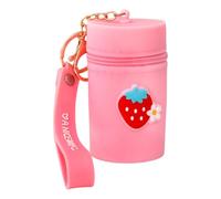 CQEAZ Bolsas de silicona portátiles para monedas con llavero, estuche de lápiz labial de dibujos animados, bolsa de mano para mujeres y niñas, Fuchsia, 8.5x5cm/3.34x1.96in, Floret Strawberry